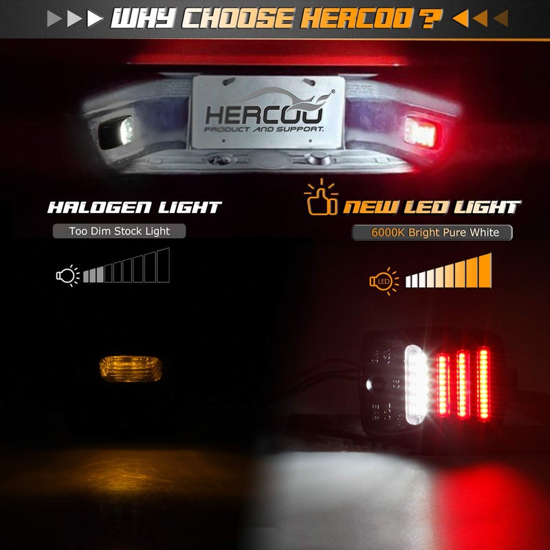 HERCOO مصباح ضوء لوحة الترخيص LED أبيض HERCOO مع أنبوب نيون OLED أحمر لعلامات الخلفية متوافق مع 2005-2015 تاكوما و 2000-2013 توندر شاحنة بيك أب، عبوة من 2 - Image 3